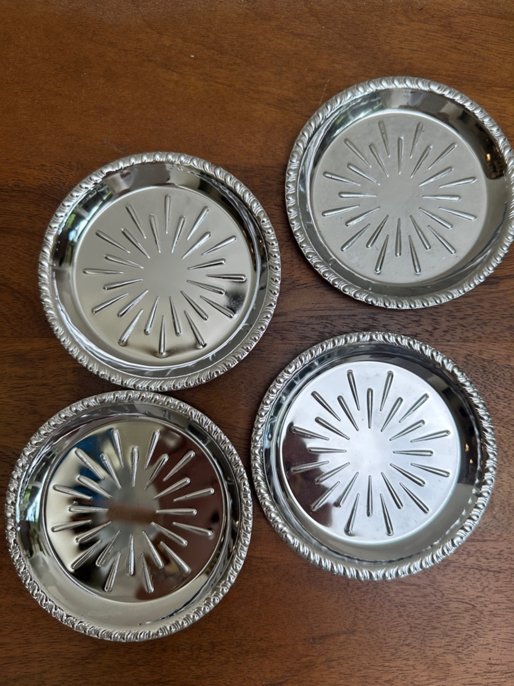 Set of 4 Silver Irvinware Coasters